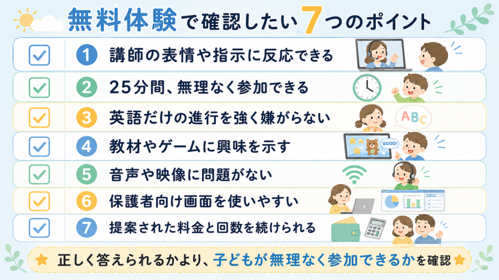 無料体験チェックリスト
